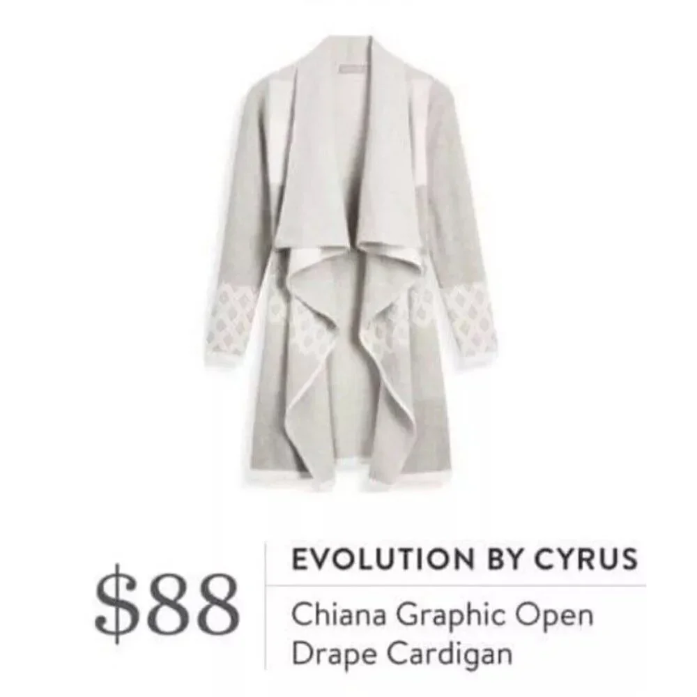 Cyrus Evolution Women's Small Gray Diamond Pattern Open Cardigan Sweater Duster